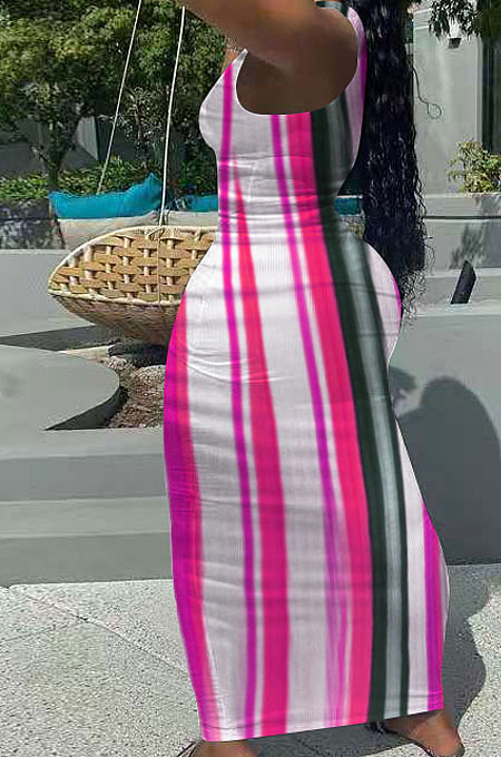 Condole Belt Vest Deep V Neck Tight Long Dress FA7230