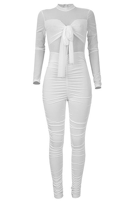 Pure Color Sexy Long Sleeve Bodycon Jumpsuits MA6691
