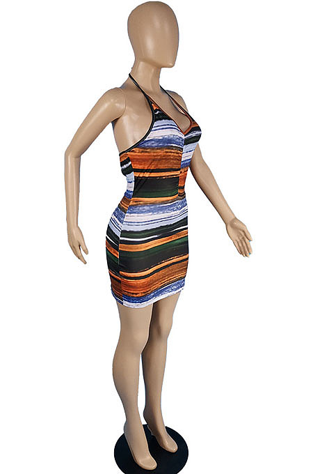 Sexy Hang A Neck Pachage Buttocks Mini Dress MK052