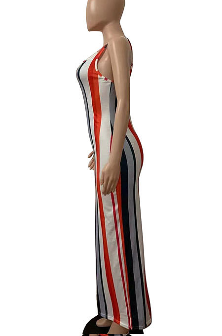Condole Belt Vest Deep V Neck Tight Long Dress FA7230