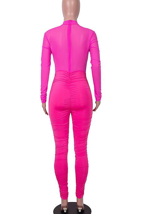 Pure Color Sexy Long Sleeve Bodycon Jumpsuits MA6691