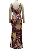 Fashion Sexy Digital Print Vest Long Dress SMR10123