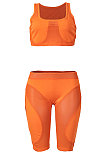 Sexy Tight Sleeveless Vest Shorts Net Yarn Spliced Two-Pieces MA6686