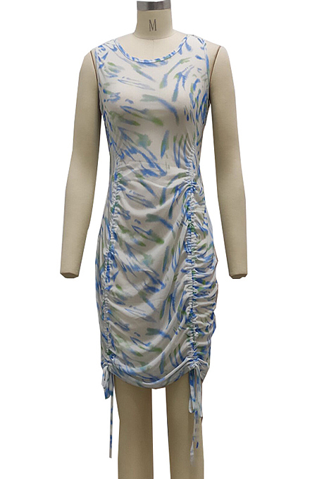 Night Club Fashion Stretch Net Yarn Print Sexy Dress SMR10076 