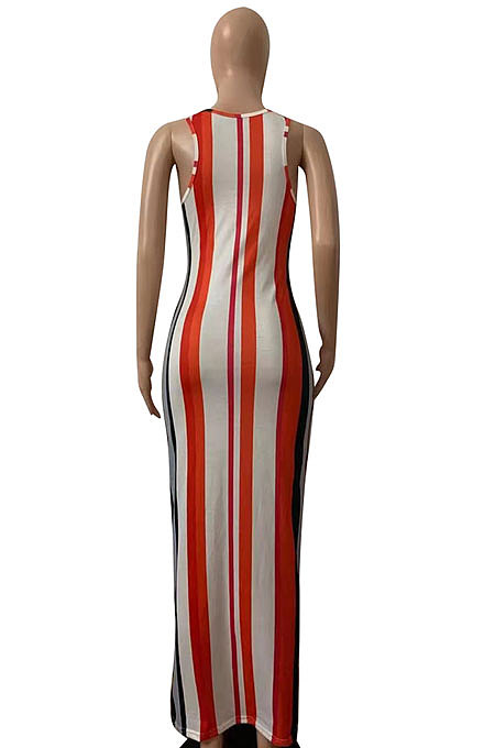 Condole Belt Vest Deep V Neck Tight Long Dress FA7230