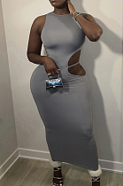 Night Club Fashion Round Neck Hollow Out Long Dress HG120 