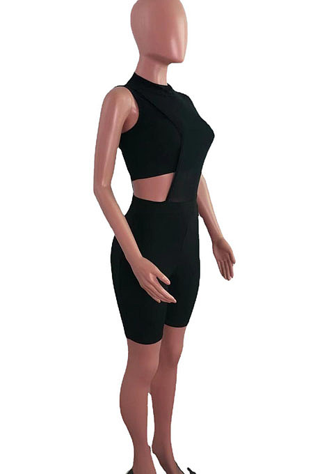 Fashion Pit Bar Oen Shoulder Net Yarn Two-Piece QZ4340