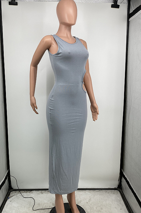 Night Club Fashion Round Neck Hollow Out Long Dress HG120 
