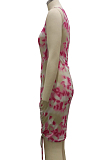 Night Club Fashion Stretch Net Yarn Print Sexy Dress SMR10076 