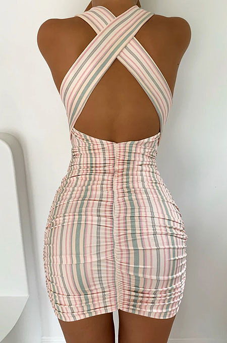 Sexy Deep V Neck Sleeveless Mini Dress FA7187