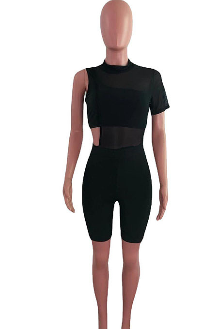 Fashion Pit Bar Oen Shoulder Net Yarn Two-Piece QZ4340