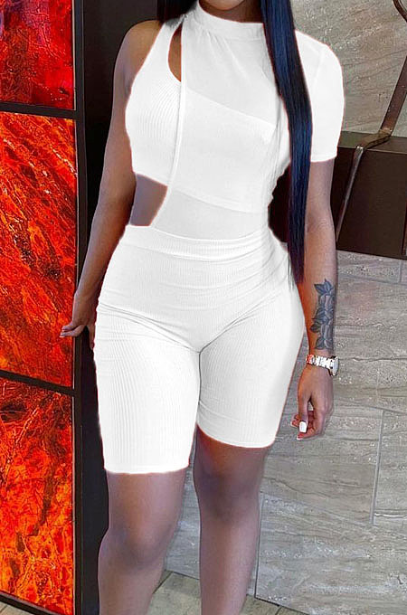 Fashion Pit Bar Oen Shoulder Net Yarn Two-Piece QZ4340