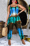 Loose Pocket Tie-Dye Printed Halter Trousers Jumpsuit  MN8359