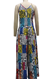 Fashion Sexy Digital Print V Neck Sling Jumpsuits SMR10139