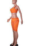 Sexy Tight Sleeveless Vest Shorts Net Yarn Spliced Two-Pieces MA6686