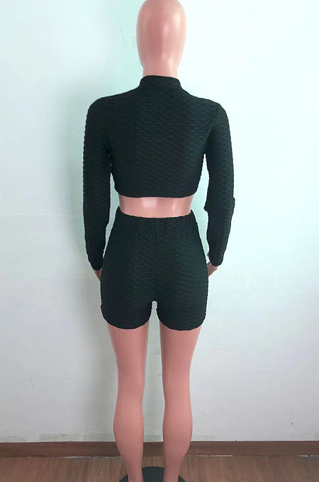 Euramerican Tight Pure Color Long Sleeve Shorts Yoge Sports Sets QZ4342 