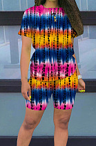 Euramerican Positioning Printing Tie Dye T-Shirt Shorts Sets X9304