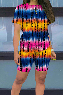 Euramerican Positioning Printing Tie Dye T-Shirt Shorts Sets X9304