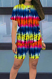 Euramerican Positioning Printing Tie Dye T-Shirt Shorts Sets X9304