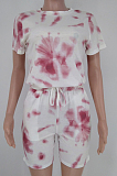 Fashion Casual Tie Dye Printing Short Sleeve Shorts Stes X9309 