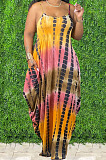 Sexy Tie Dye Colorful Print Sing Loose Dress X9305 
