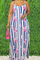 Sexy Tie Dye Colorful Print Sing Loose Dress Have Head Cloth X9306 