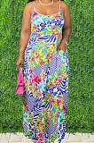 Sexy Tie Dye Colorful Print Sing Loose Dress Have Head Cloth X9306 
