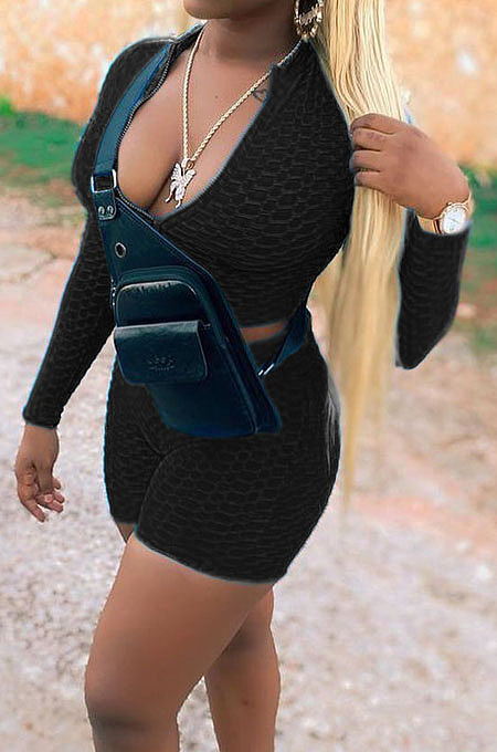 Euramerican Tight Pure Color Long Sleeve Shorts Yoge Sports Sets QZ4342 