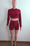 Euramerican Tight Pure Color Long Sleeve Shorts Yoge Sports Sets QZ4342 