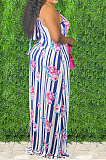 Sexy Tie Dye Colorful Print Sing Loose Dress Have Head Cloth X9306 