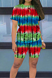 Euramerican Positioning Printing Tie Dye T-Shirt Shorts Sets X9304