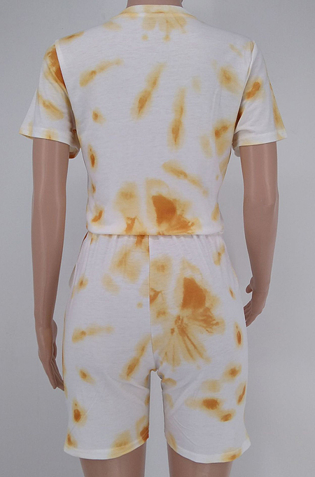 Fashion Casual Tie Dye Printing Short Sleeve Shorts Stes X9309 