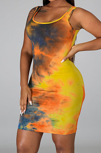 Fashion Sexy Sleeveless Tie Dye Print Dress SMR10132 