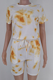 Fashion Casual Tie Dye Printing Short Sleeve Shorts Stes X9309 