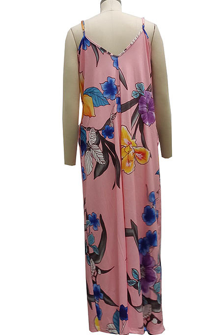 Fashion Summer Casaul Loose V Neck Sling Long Dress SMR10198