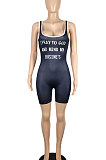 Women Sleeveless Sport Casual Letter Romper Shorts SH7267