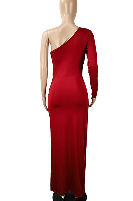 Pure Color Sexy Off Shoulder Long Dress SH7260
