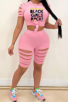Short Sleeve Printing Hole Shorts Sets MA6693
