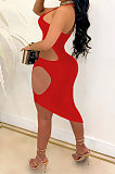 Pure Color Sexy Hollow Out Club Mini Dress SH7263