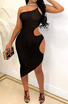 Pure Color Sexy Hollow Out Club Mini Dress SH7263