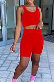 Fashion Casual Prue Color Vest Shorts Two-Piece SM9185