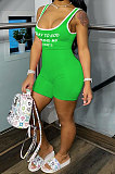 Women Sleeveless Sport Casual Letter Romper Shorts SH7267