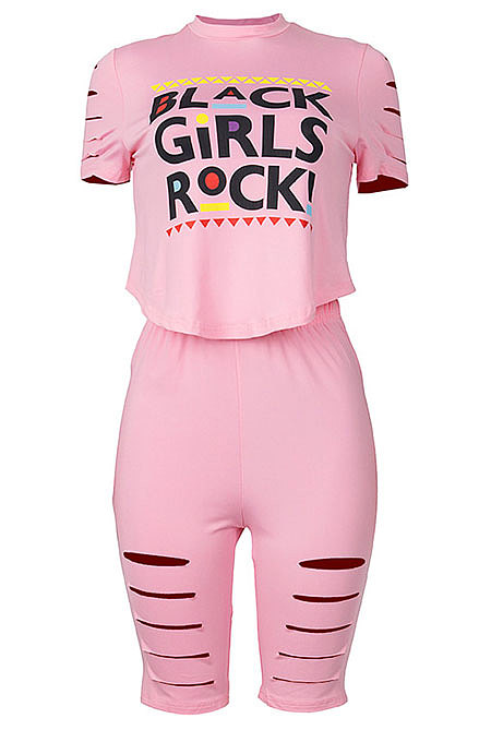 Short Sleeve Printing Hole Shorts Sets MA6693