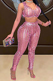 Fish Scales Net Hole Pure Color Pants Sets MA6680
