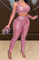 Fish Scales Net Hole Pure Color Pants Sets MA6680