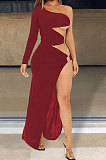 Pure Color Sexy Off Shoulder Long Dress SH7260