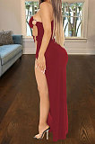 Pure Color Sexy Off Shoulder Long Dress SH7260