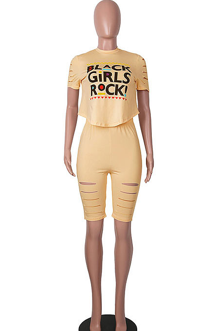 Short Sleeve Printing Hole Shorts Sets MA6693