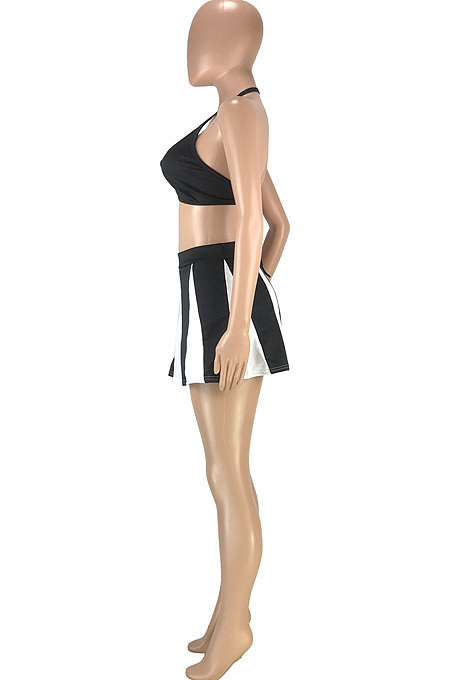 Fashion Casual Hang A Neck Backless Spliced Two-Piece SM9182