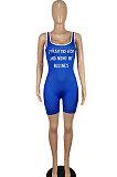 Women Sleeveless Sport Casual Letter Romper Shorts SH7267